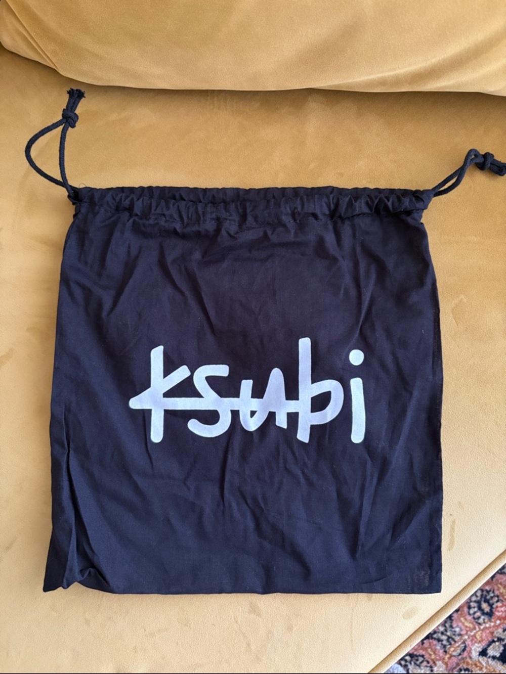 Ksubi Navy Drawstring Logo Pouch with White Script
